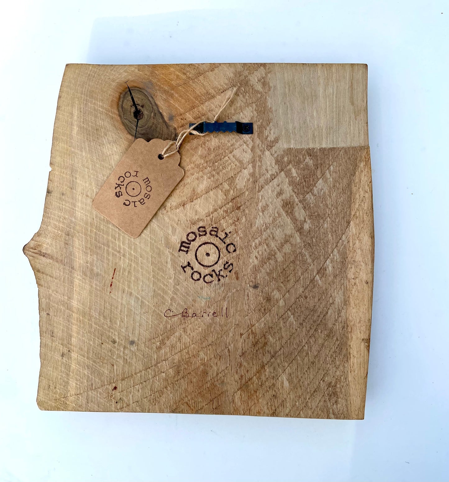 Moon gazing Hare with gold leaf moon on wooden board