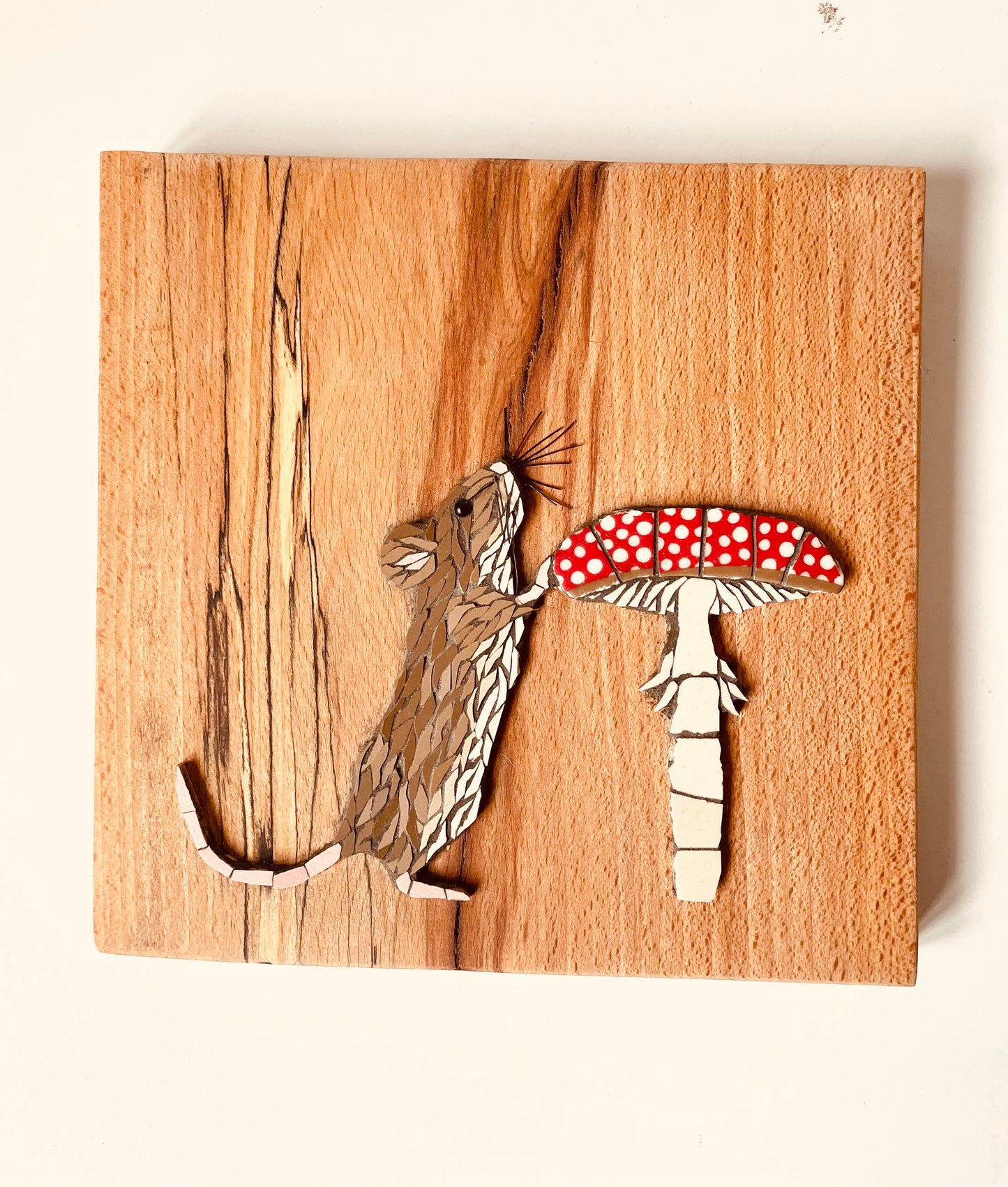 Mosaic field mouse and toadstool