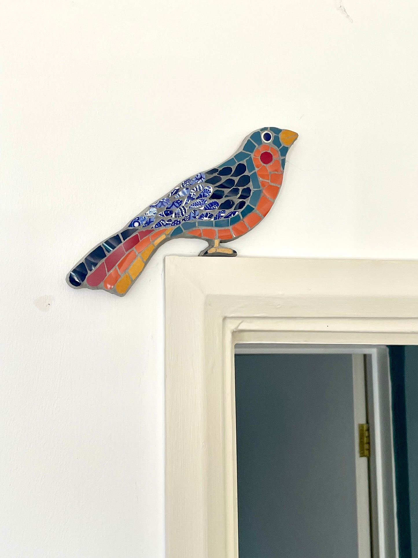 Door Frame Bird Blue & Orange
