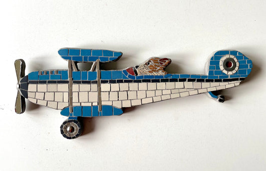 Flying Dog in a Biplane