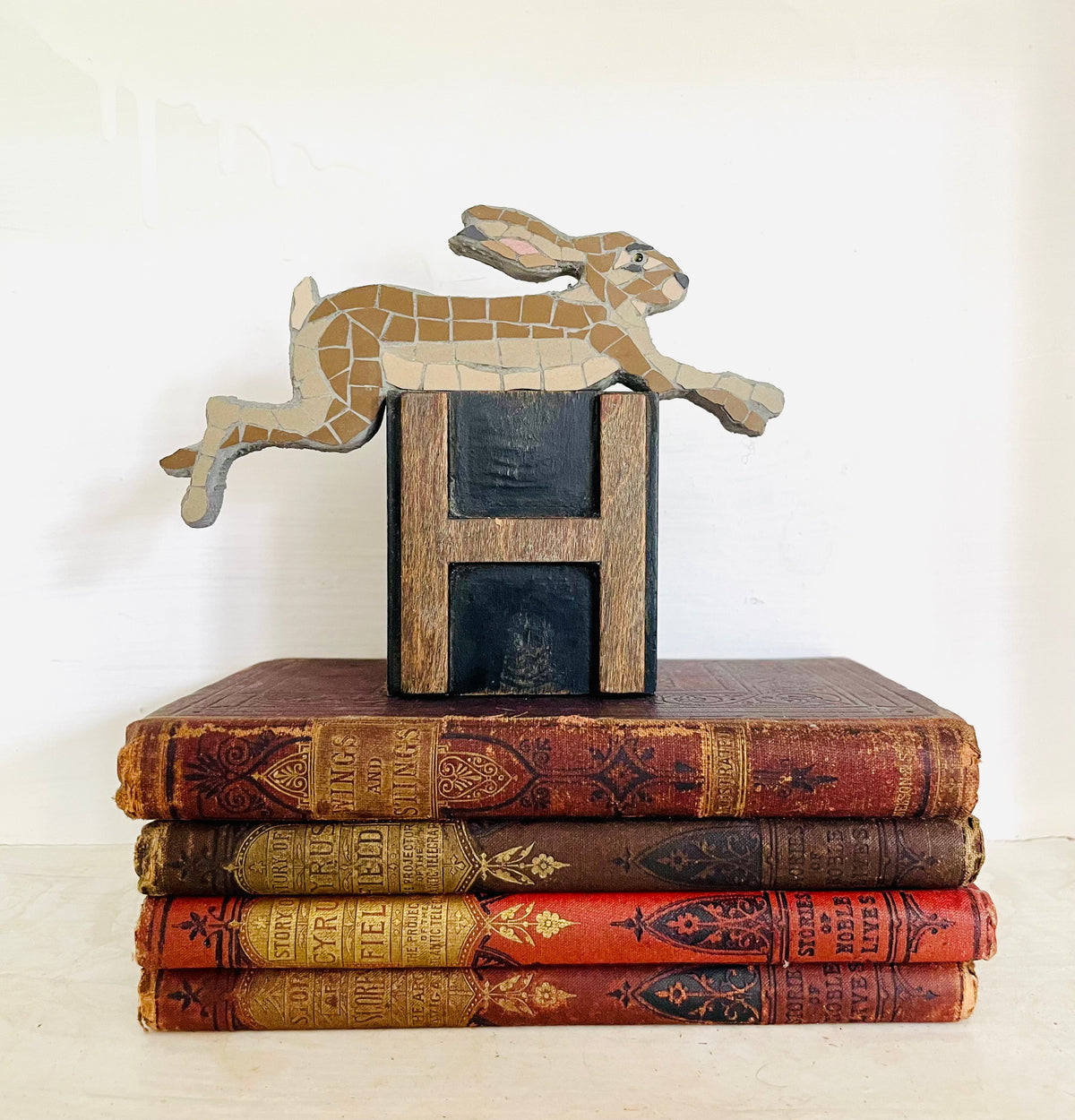 Leaping Hare on a vintage wooden Letterpress H
