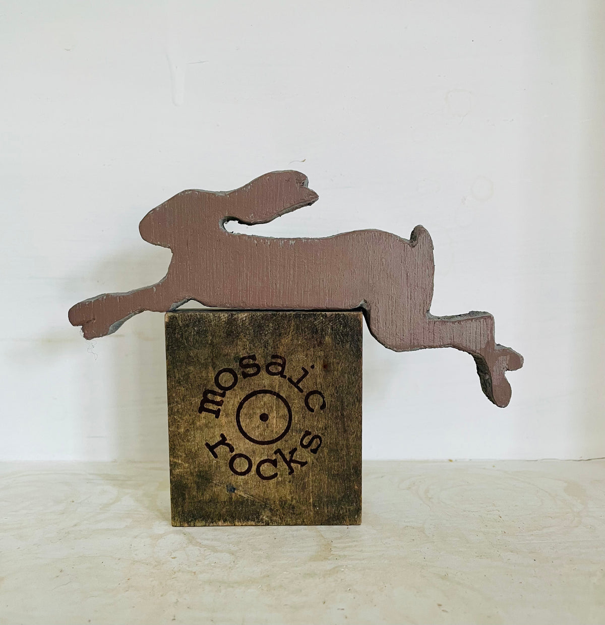 Leaping Hare on a vintage wooden Letterpress H