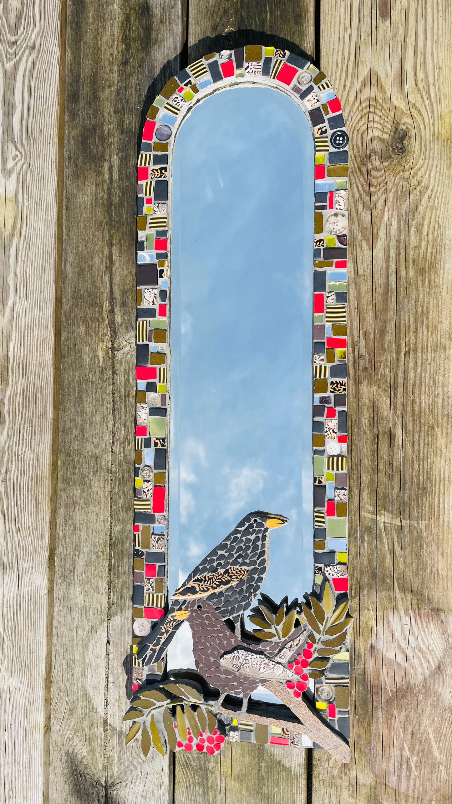 Black Birds Mosaic Mirror